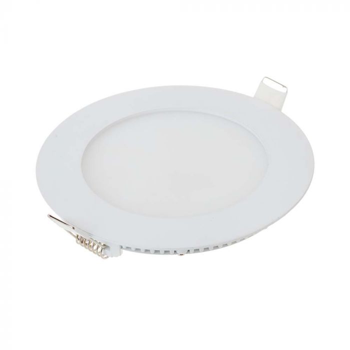 6W(490Lm) LED Premium Panel Infälld Rund, V-TAC, 6400K kallvitt ljus, komplett med strömförsörjningsenhet