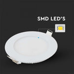 6W(490Lm) LED Premium Panel Infälld Rund, V-TAC, 6400K kallvitt ljus, komplett med strömförsörjningsenhet