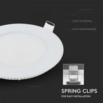 6W(490Lm) LED Premium Panel Infälld Rund, V-TAC, 6400K kallvitt ljus, komplett med strömförsörjningsenhet