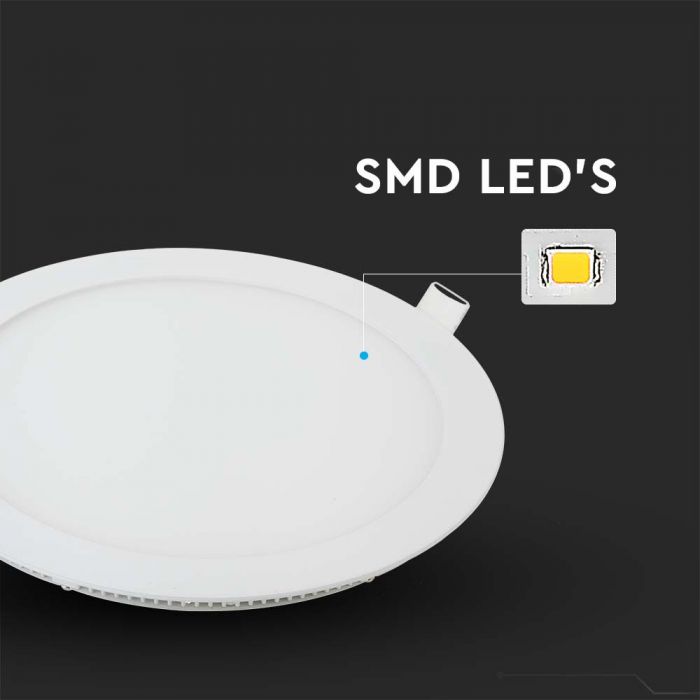 18W(1400Lm) LED Premium Panel встраиваемая круглая, V-TAC, теплый белый свет 2700K, в комплекте с блоком питания