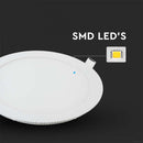18W(1400Lm) LED Premium Panel infälld rund, V-TAC, varmvitt ljus 2700K, komplett med strömförsörjningsenhet
