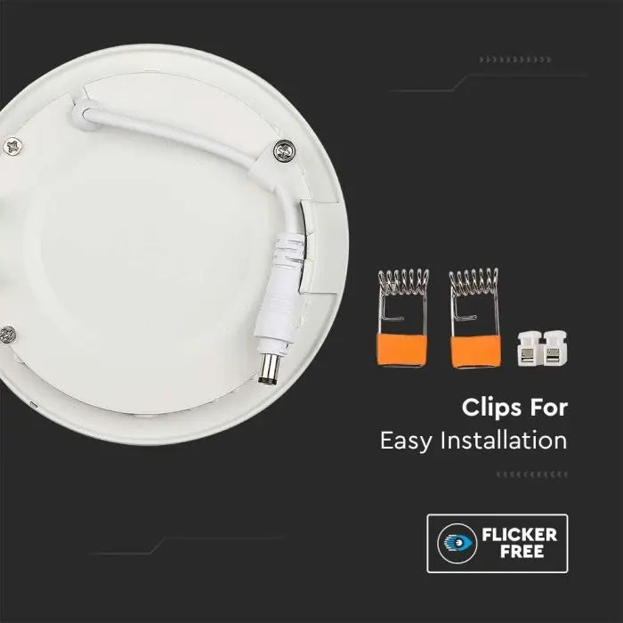 18W(1400Lm) LED Panel Premium built-in round, V-TAC, neutral white light 4000K, complete with power supply unit