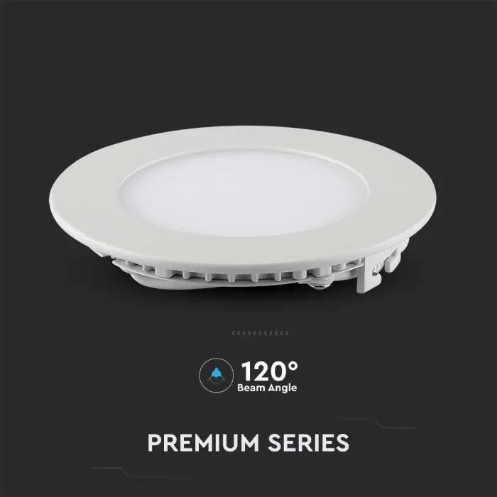 18W(1400Lm) LED Premium Panelis iebūvējams apaļš, V-TAC, auksti balta gaisma 6400K, komplektā ar barošanās bloku
