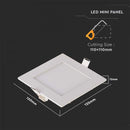 6W(490Lm) LED Premium Panel built-in square, V-TAC, cold white light 6400K, complete with power supply unit