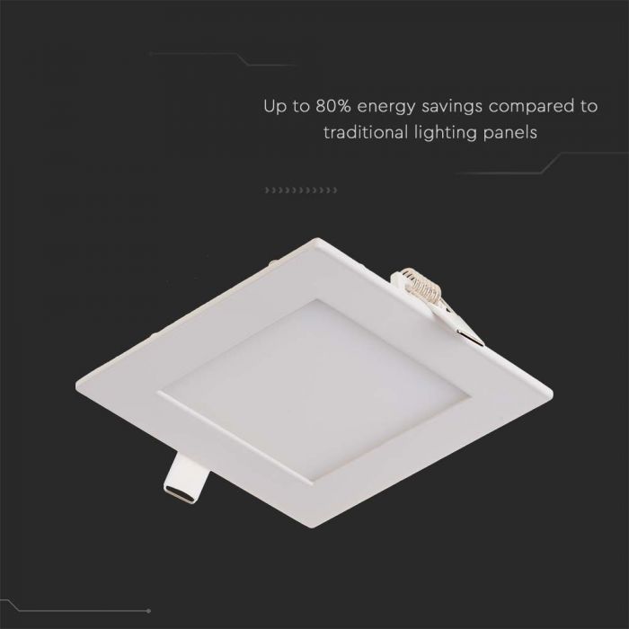 6W(490Lm) LED Premium Panel built-in square, V-TAC, cold white light 6400K, complete with power supply unit