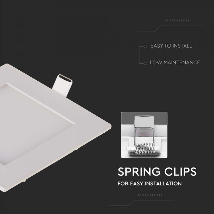 6W(490Lm) LED Premium Panel built-in square, V-TAC, cold white light 6400K, complete with power supply unit