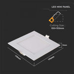 12W(1160Lm) LED Premium Panel built-in square, V-TAC, IP20, warm white light 2700K, complete with power supply unit