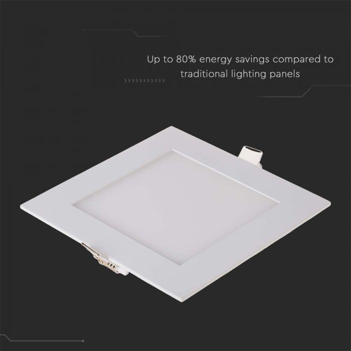 12W(1160Lm) LED Premium Panel built-in square, V-TAC, IP20, warm white light 2700K, complete with power supply unit