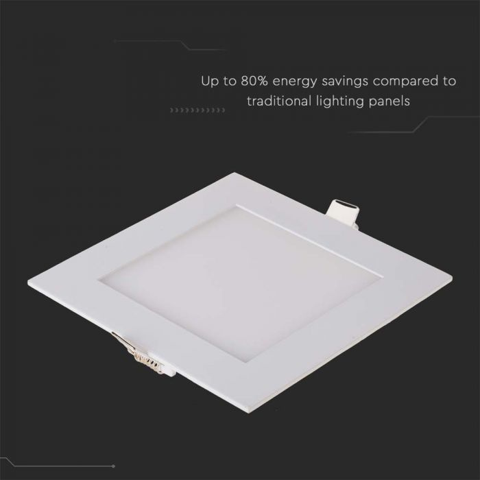 12W(1160Lm) LED Premium Panel built-in square, V-TAC, warm white light 6400K, complete with power supply unit