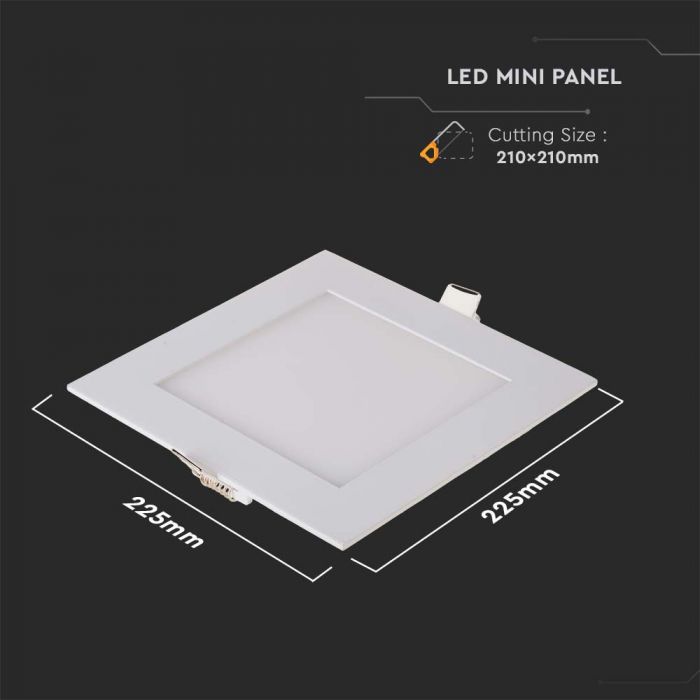18W(1400Lm) LED Premium Panelis iebūvējams kvadrāta, V-TAC, IP20, auksti balta gaisma 6400K, komplektā ar barošanās bloku
