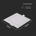 18W (1400Lm) LED Premium paneel süvistatav ruudukujuline, V-TAC, P20, 4000K neutraalne valge valgus, koos toiteplokiga.