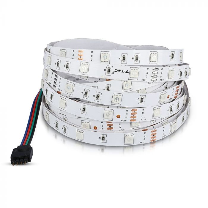 Pris för 5m_9W/m(800Lm) RGB LED Tape, färgad, vattentät IP65, V-TAC, 60 dioder/m, RGB färgad