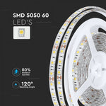 Pris för 5m_9W/m(800Lm) RGB LED Tape, färgad, vattentät IP65, V-TAC, 60 dioder/m, RGB färgad