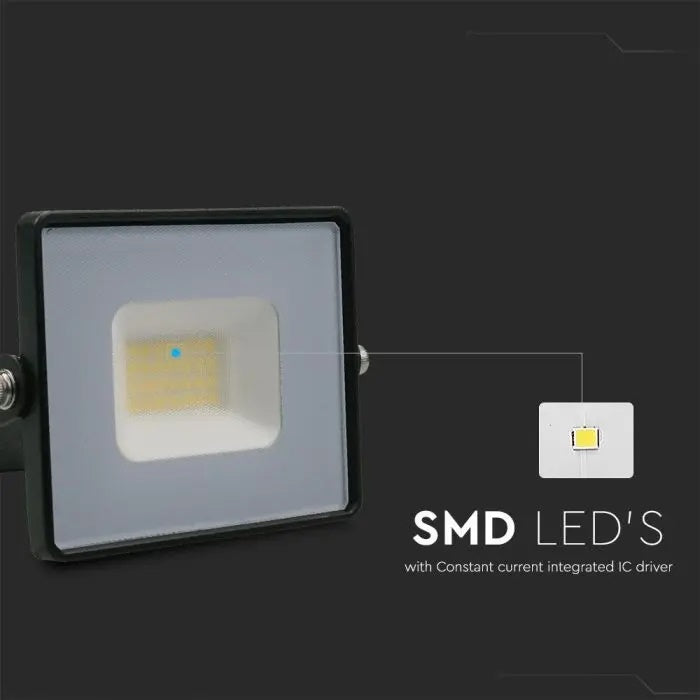 20W (1620Lm) LED-strålkastare V-TAC, IP65, 5 års garanti, svart, kallvit 6400K