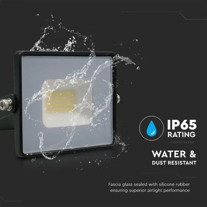 20W(1620Lm) LED Prožektors V-TAC, IP65, garantija 5 gadi, melns, auksti balta gaisma 6400K