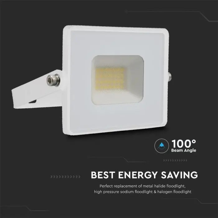 20W(1620Lm) LED-strålkastare, V-TAC, IP65, vit, kallvit 6500K