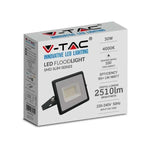 30W(2510Lm) LED-strålkastare, V-TAC, IP65, svart, kallvitt ljus 406500K