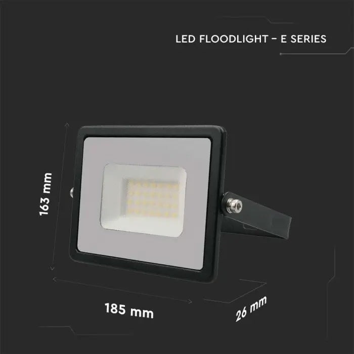 30W(2510Lm) LED-strålkastare, V-TAC, IP65, svart, kallvitt ljus 406500K