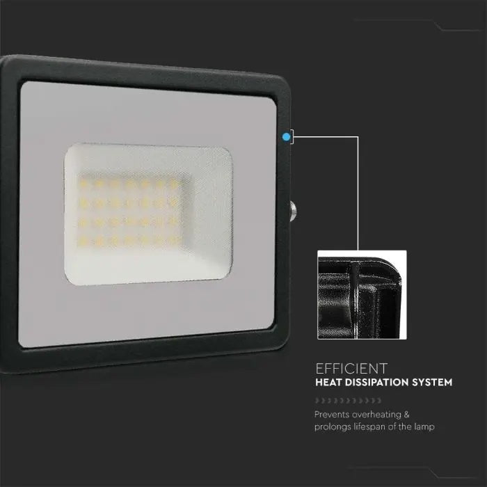 30W(2510Lm) LED Spotlight, V-TAC, IP65, black, cold white light 406500K