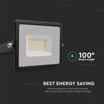 30W(2510Lm) LED-strålkastare, V-TAC, IP65, svart, kallvitt ljus 406500K