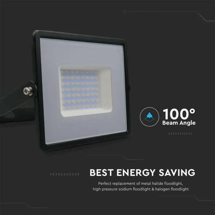 2x komplekts_50W(4300Lm) LED Prožektors, V-TAC, IP65, melns, neitrāli balta gaisma 4000K