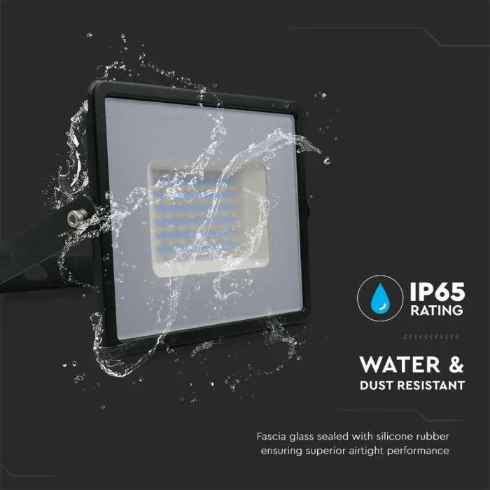 50W(4300Lm) LED Spotlight, V-TAC, IP65, black, cold white light 6500K