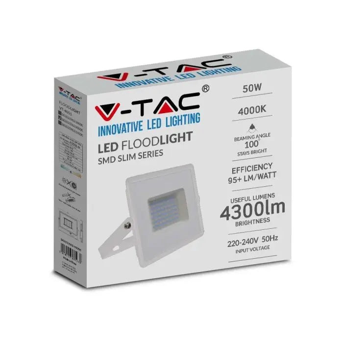 50W(4300Lm) LED Spotlight, V-TAC, IP65, white, cold white light 6500K