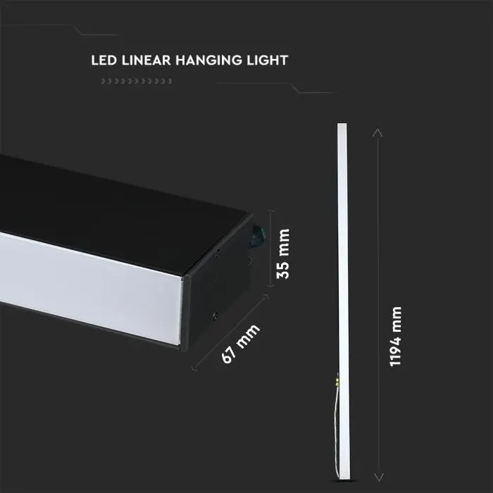 40W(3270Lm) LED pendant linear light, V-TAC SAMSUNG, IP20, black, cold white light 6400K