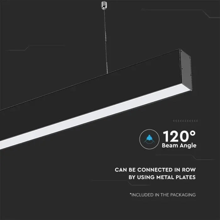 40W(3270Lm) LED iekarams lineārais gaismeklis, V-TAC SAMSUNG, IP20, melns, auksti balta gaisma 6400K