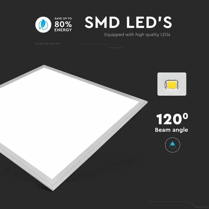 40W(4950Lm) LED panel 600x600mm, V-TAC, cold white light 6400K, complete with power supply unit