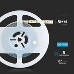 Pris för 1m_18W(3000Lm) LED-tejp, 120 dioder SMD5730, vattentät IP20, V-TAC, varmvitt ljus 3000K