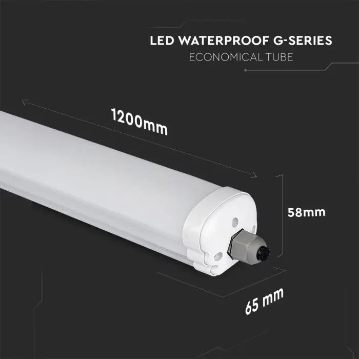36W(4320Lm) 120Lm/W, 120cm LED Linear luminaire, G-series, IP65, V-TAC, without plug (cable connection), cold white light 6400K