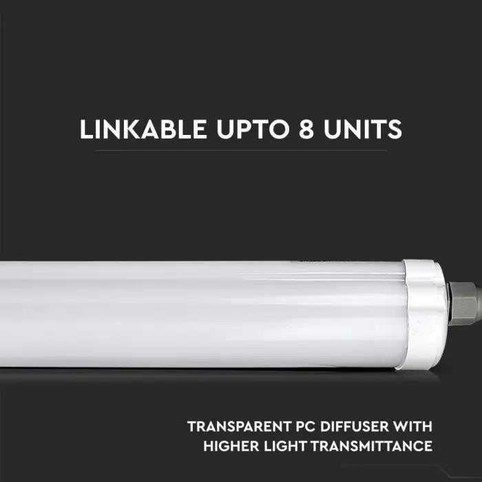 36W(4320Lm) 120Lm/W, 120cm LED Linear luminaire, G-series, IP65, V-TAC, without plug (cable connection), cold white light 6400K