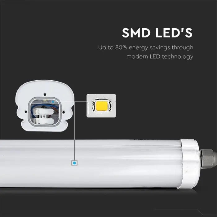 36W(4320Lm) 120Lm/W, 120cm LED Linear luminaire, G-series, IP65, V-TAC, without plug (cable connection), cold white light 6400K