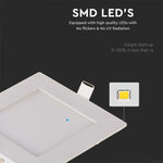 3W(130Lm) LED Panel infälld fyrkantig, V-TAC, varmvitt ljus 2700K, komplett med strömförsörjningsenhet