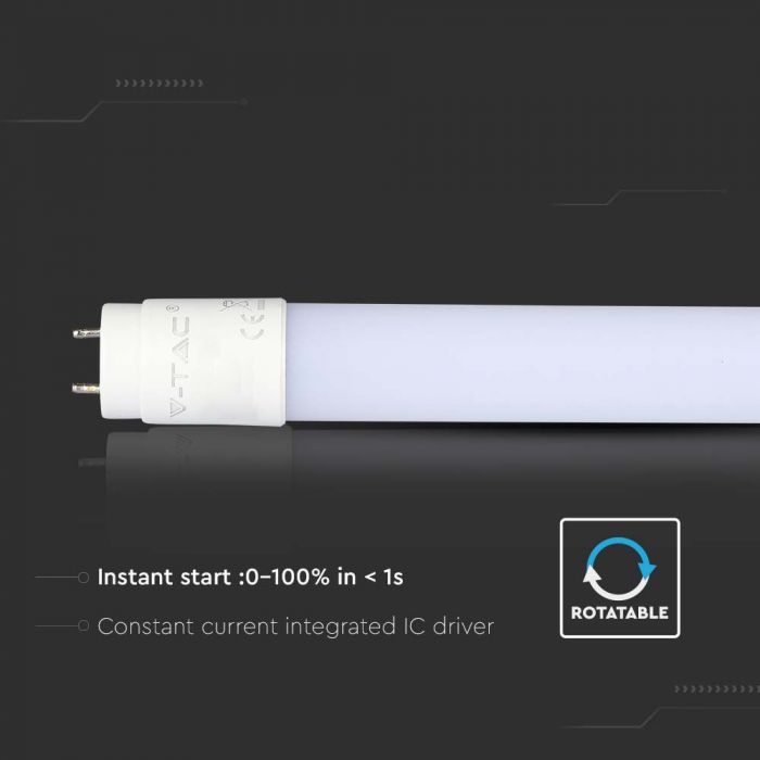 Лампа T8 20W(2100Lm) 150 см LED V-TAC, вращающаяся, гарантия 3 года, G13, IP20, нейтральный белый 4000K