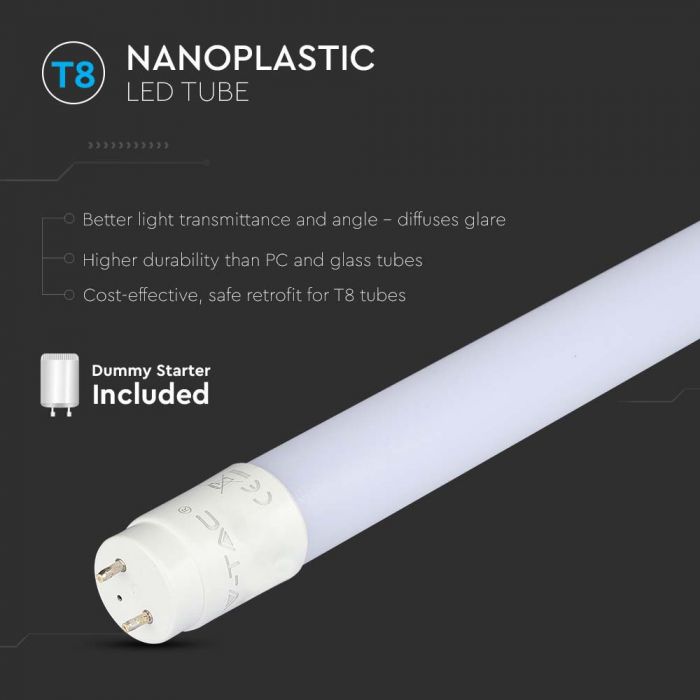 T8 9W(850Lm) 60 cm LED V-TAC bulb, warranty 3 years, G13, IP20, warm white light 3000K