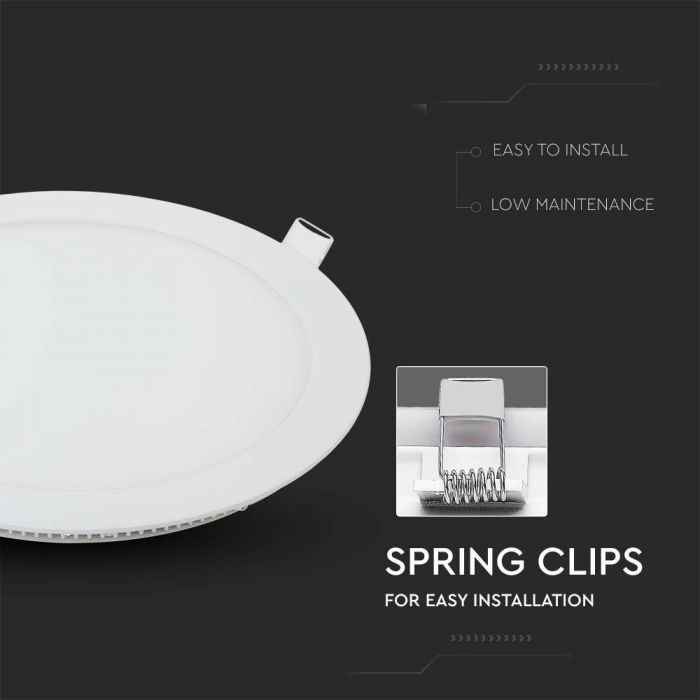 22W((2265Lm) LED Panelis iebūvējams apaļš, V-TAC, IP20,  balts, neitrāli balta gaisma 4000K