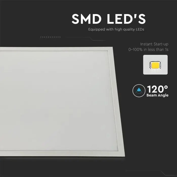 40W(4950Lm) LED Panel, 600x600mm, V-TAC, IP20, neutral white light 4000K, complete with power supply unit