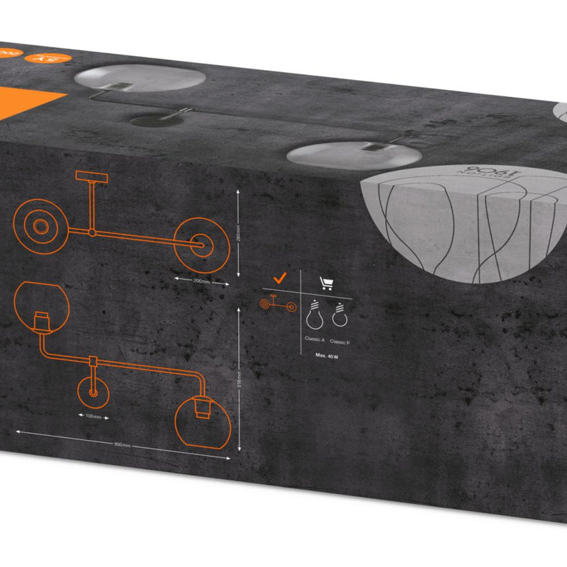 LEDVANCE VINTAGE 1906 sienas-griestu gaismeklis, E27, IP20, dūmu pelēks, stikla