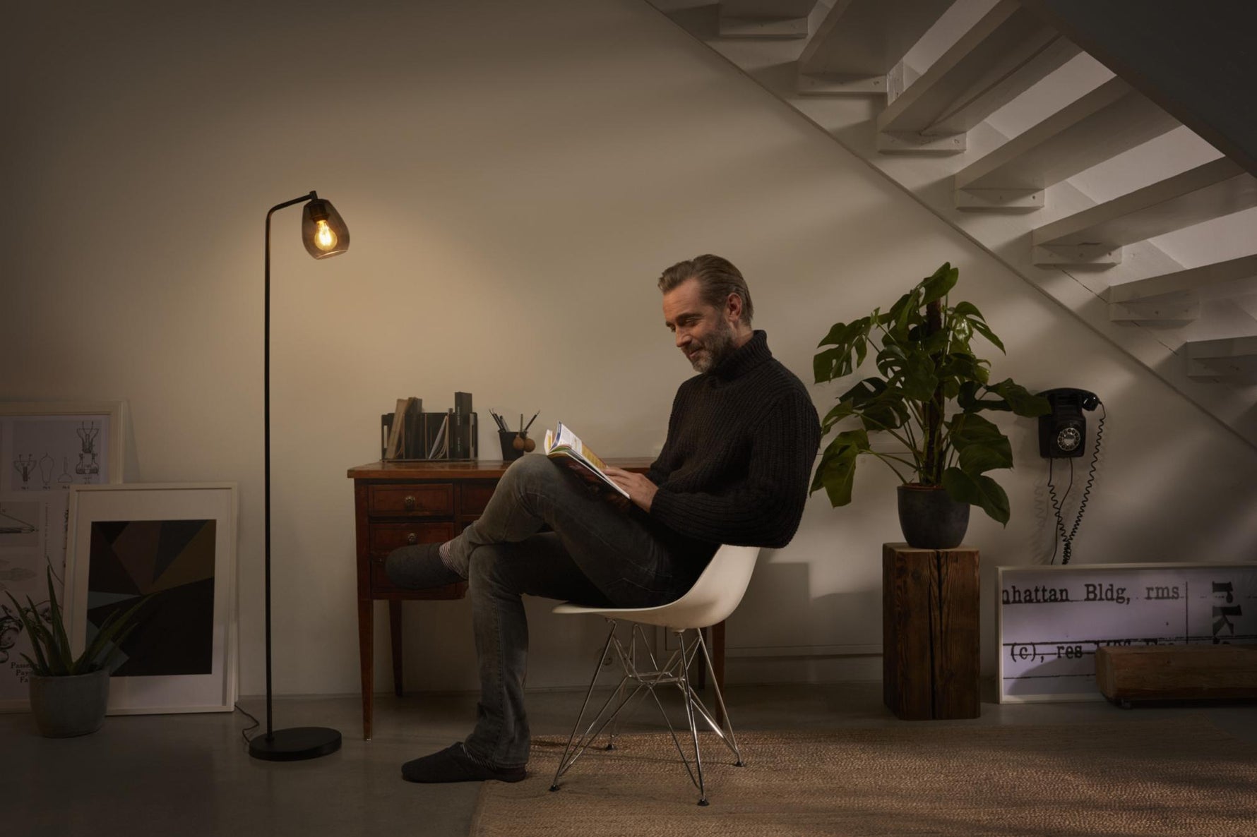 LEDVANCE VINTAGE 1906 grīdas lampa, E27, IP20, dūmu pelēka, stikla