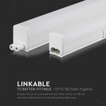 T5 16W(1600Lm) 120cm LED V-TAC SAMSUNG lamp, 5 aastat garantiid, IP20, soe valge valgus 3000K