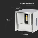 SUPERAKCIJA_5W(700Lm) LED BRIDGELUX sienas gaismeklis, V-TAC, IP65, balts, kvadrāta, silti balta gaisma 3000K