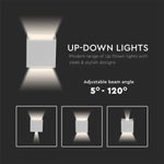 SUPERAKCIJA_5W(700Lm) LED BRIDGELUX sienas gaismeklis, V-TAC, IP65, balts, kvadrāta, silti balta gaisma 3000K