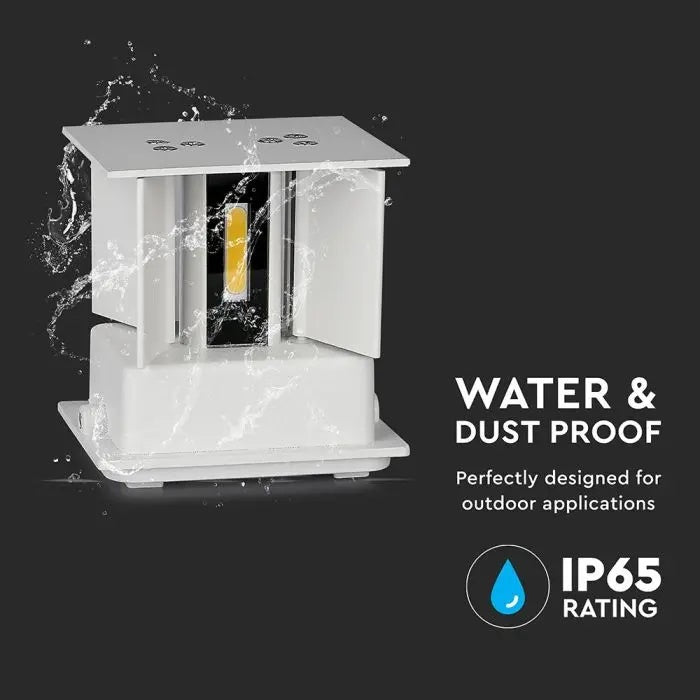 SUPERACTION_5W(700Lm) LED BRIDGELUX wall luminaire, V-TAC, IP65, white, square, neutral white 4000K