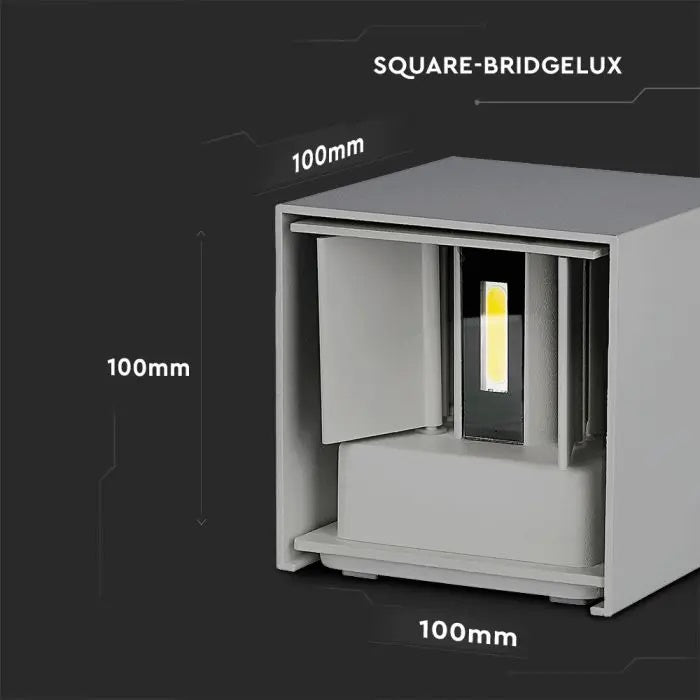 5W(700Lm) LED BRIDGELUX wall light, V-TAC, IP65, grey, square, warm white light 3000K