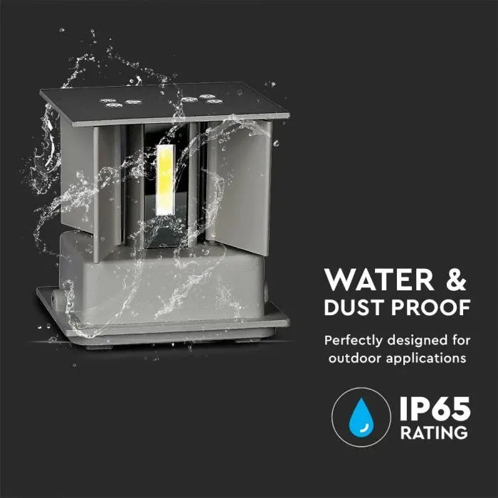 SUPERAKCIJAS_5W(700Lm) LED BRIDGELUX sienas gaismeklis, V-TAC, IP65, pelēks, kvadrāta, silti balta gaisma 3000K