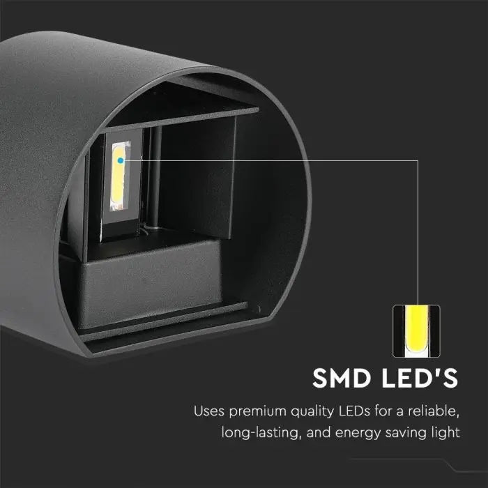 5W(700Lm) LED BRIDGELUX wall lamp, V-TAC, IP65, black, round, neutral white light 4000K