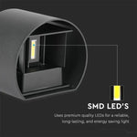 5W(700Lm) LED BRIDGELUX väggarmatur, V-TAC, IP65, svart, rund, varmvitt ljus 3000K