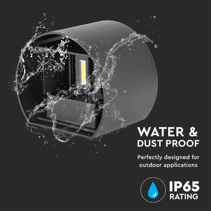 Настенный светильник 5W(700Lm) LED BRIDGELUX, V-TAC, IP65, черный, круглый, теплый белый свет 3000K